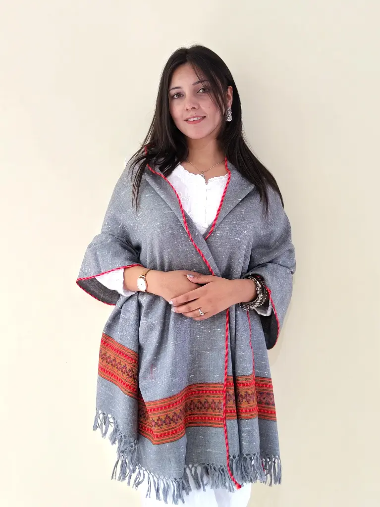Grey Himachali Woolen Stole