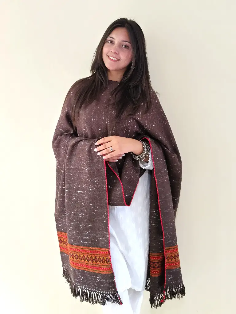 Brown Kullu Weave Woolen Stole