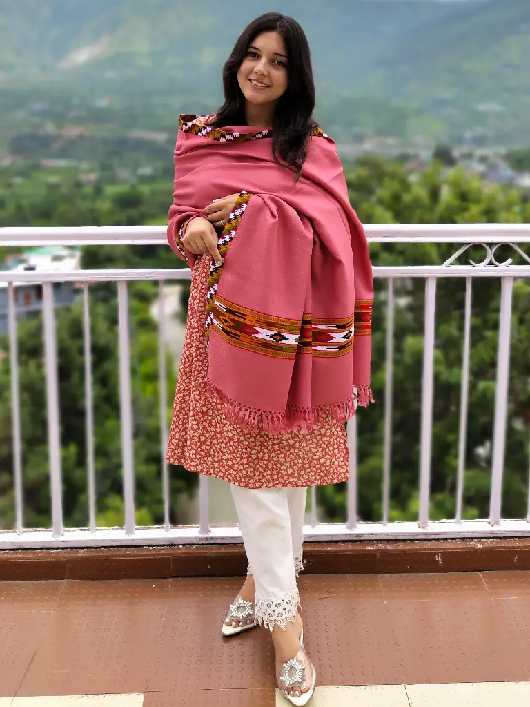 Kullu Dusty Rose Wool Shawl