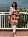 Cream Handloom Shawl- Dual Stripe