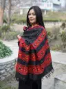 Black 3Patti Kingri Design Pure Wool Shawl