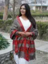 Ash Grey Kullu Pattern Handmade Shawl