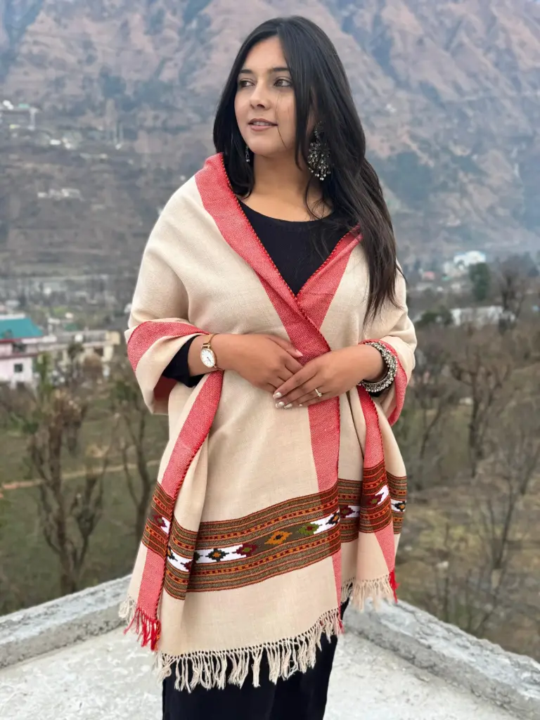 Chasham Light Beige Pure Handloom Stole