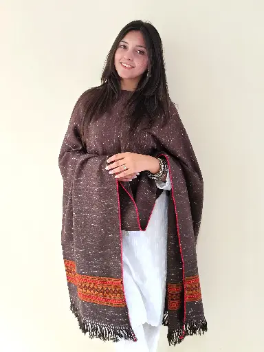[STBRPL1MSB] Brown Kullu Weave Woolen Stole