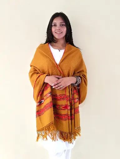 [STMHL1PK] Mustard Handwoven Kullu  Stole