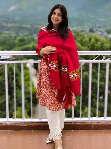 Kullu Pattern Crimson Red Shawl