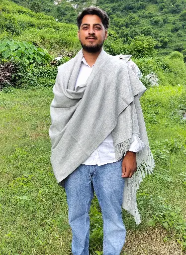 Kullu Pure Wool Grey Handmade Shawl